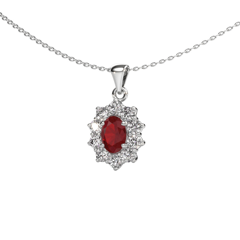 Image of Pendant Leesa 585 white gold Ruby 7x5 mm