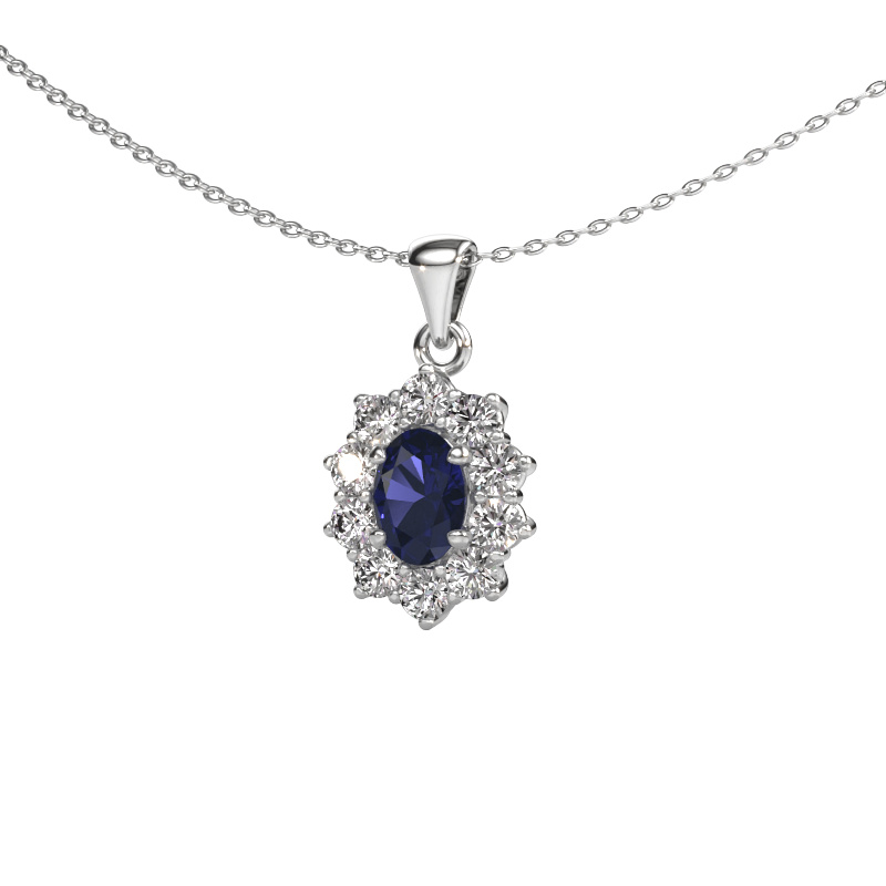 Image of Pendant Leesa 585 white gold Sapphire 7x5 mm