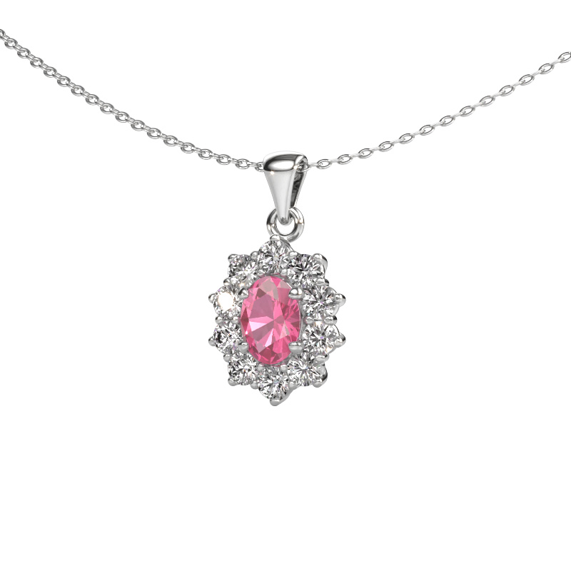 Image of Pendant Leesa 585 white gold Pink sapphire 7x5 mm