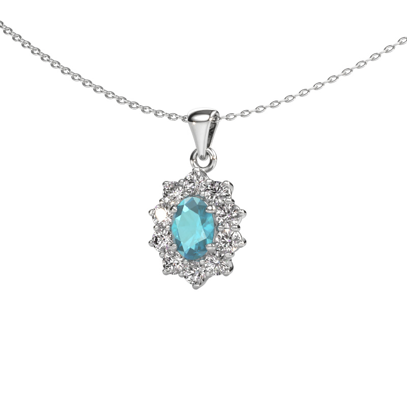 Image of Pendant Leesa 585 white gold Blue topaz 7x5 mm