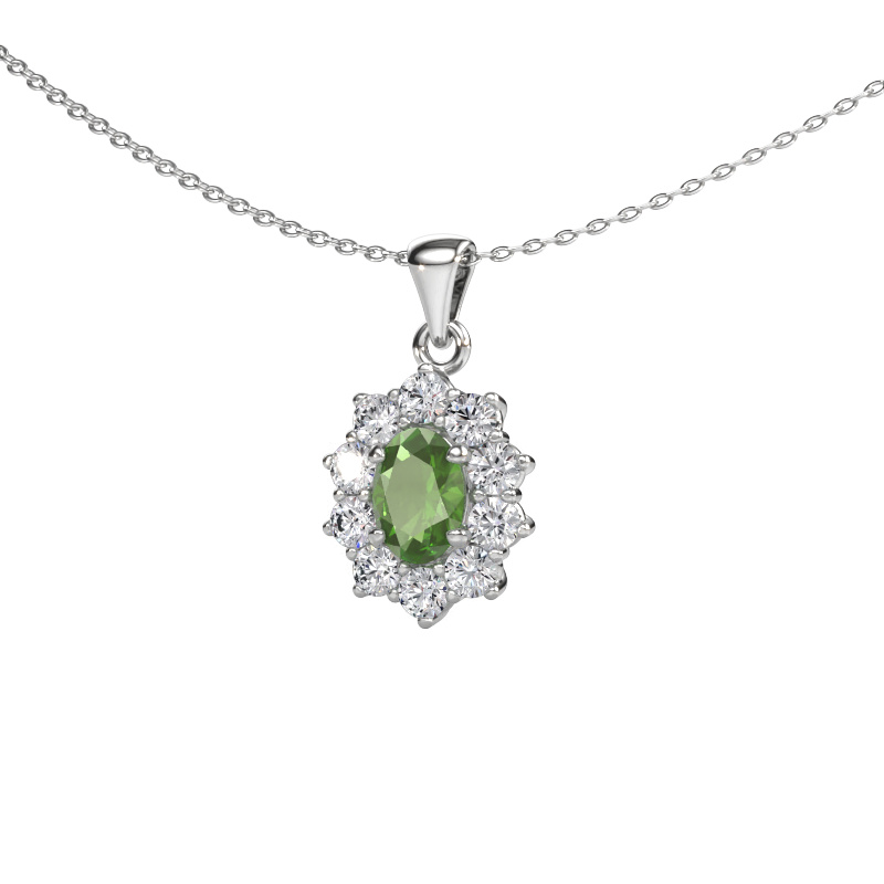 Image de Pendentif Leesa 585 or blanc Vert tourmaline 7x5 mm