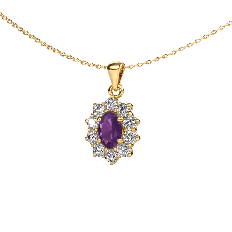 Image of Pendant Leesa 585 gold Amethyst 7x5 mm