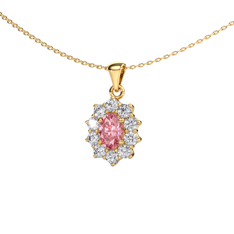 Image of Pendant Leesa 585 gold Pink lab grown diamond 7x5 mm