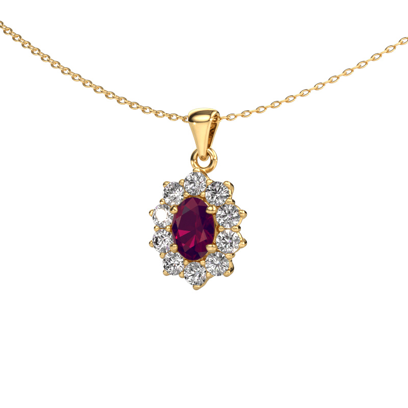 Image of Pendant Leesa 585 gold Rhodolite 7x5 mm
