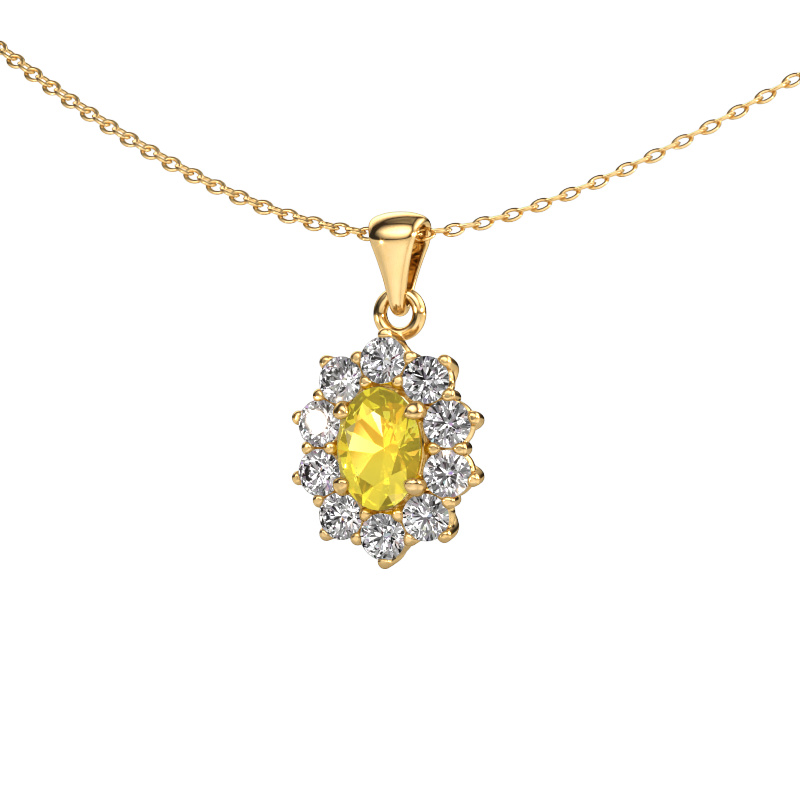 Image of Pendant Leesa 585 gold Yellow sapphire 7x5 mm