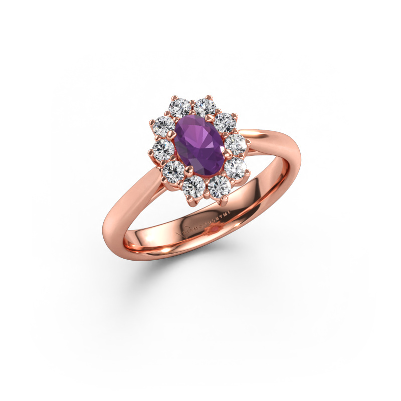 Bild av Förlovningsring Leesa 1 585 roséguld Ametist 6x4 mm