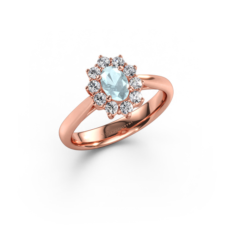 Bild av Förlovningsring Leesa 1 585 roséguld Akvamarin 6x4 mm