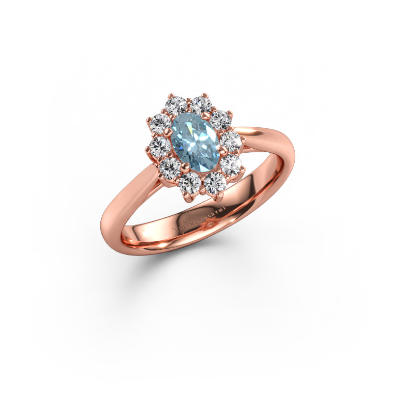 Immagine di Anello di fidanzamento Leesa 1 585 oro rosa Diamante lab grown blu 6x4 mm