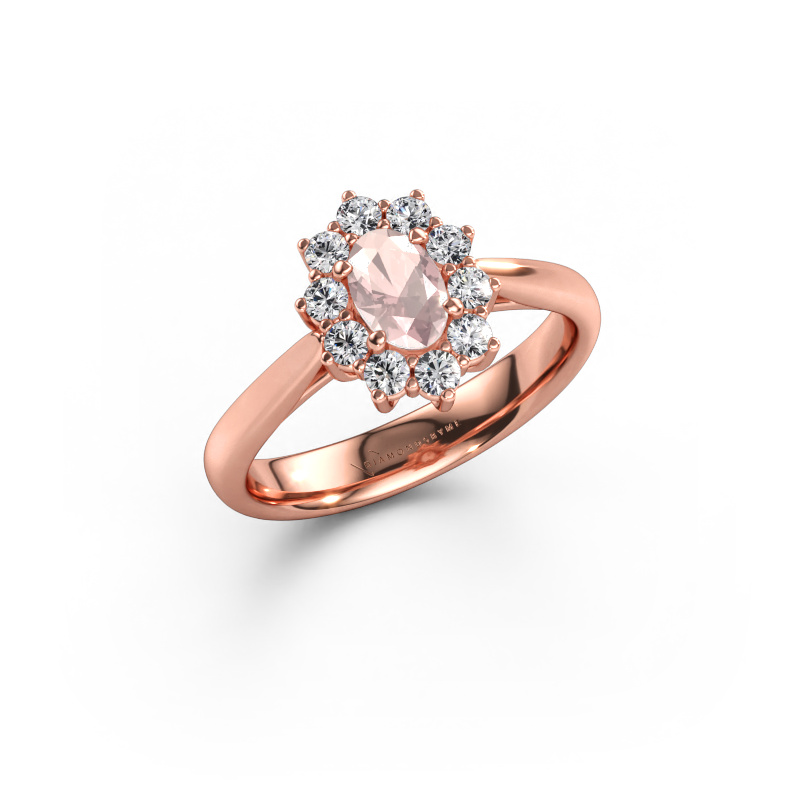 Immagine di Anello di fidanzamento Leesa 1 585 oro rosa Morganite champagne 6x4 mm