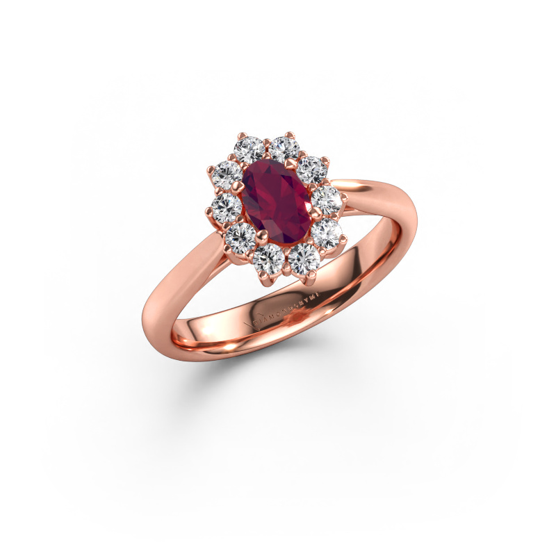 Bild av Förlovningsring Leesa 1 585 roséguld Rodolit 6x4 mm