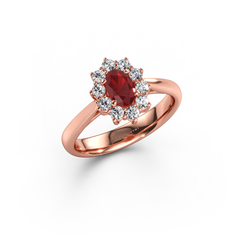 Immagine di Anello di fidanzamento Leesa 1 585 oro rosa Rubino 6x4 mm
