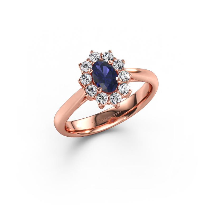 Immagine di Anello di fidanzamento Leesa 1 585 oro rosa Zaffiro 6x4 mm