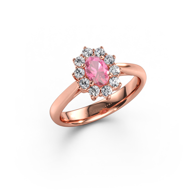Immagine di Anello di fidanzamento Leesa 1 585 oro rosa Zaffiro rosa 6x4 mm