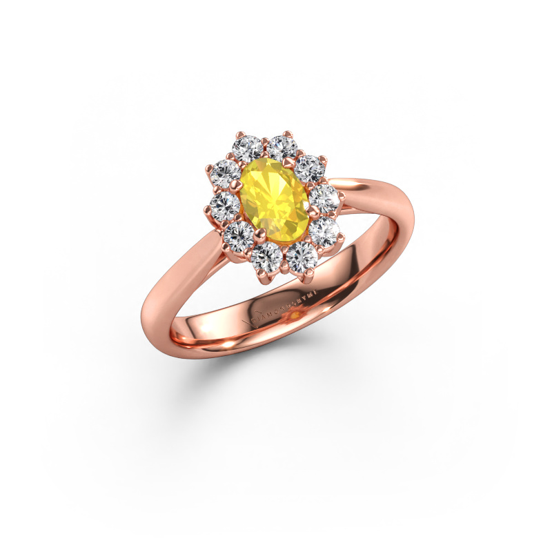 Bild av Förlovningsring Leesa 1 585 roséguld Gul safir 6x4 mm