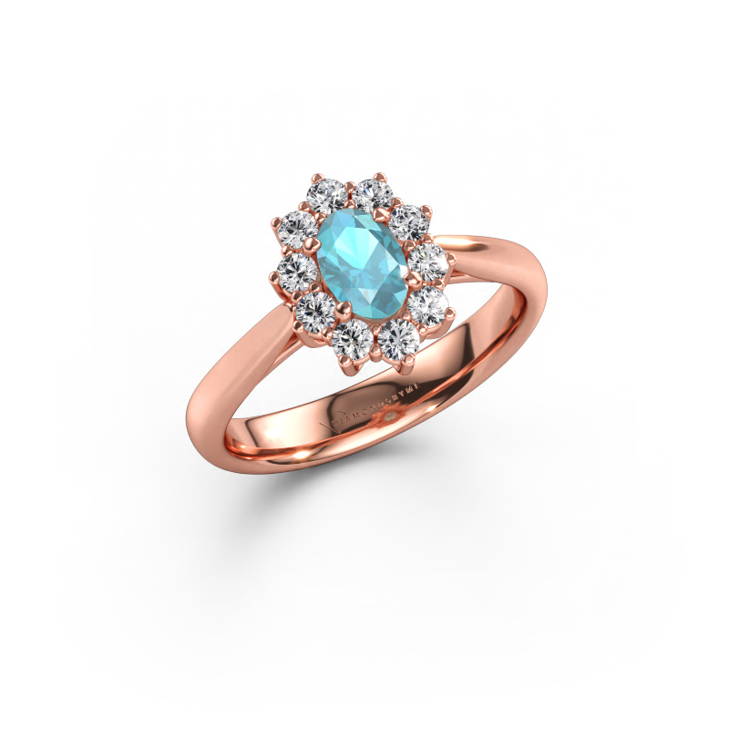 Immagine di Anello di fidanzamento Leesa 1 585 oro rosa Topazio blu 6x4 mm