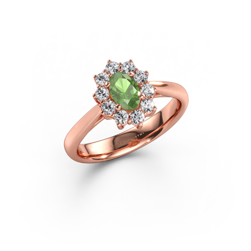 Immagine di Anello di fidanzamento Leesa 1 585 oro rosa Tormalina verde 6x4 mm