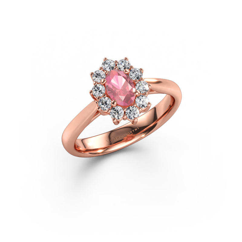 Bild av Förlovningsring Leesa 1 585 roséguld Rosa turmalin 6x4 mm