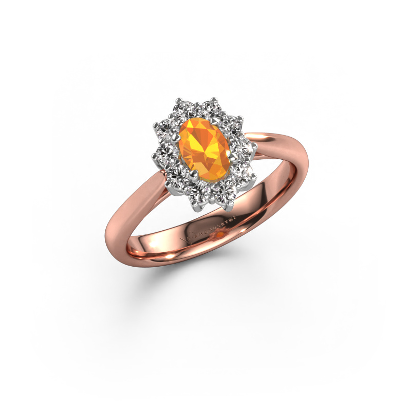 Image of Engagement ring Leesa 1 585 rose gold Citrin 6x4 mm