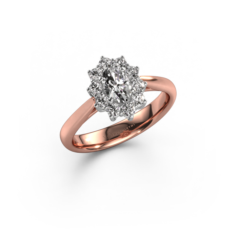 Image of Engagement ring Leesa 1 585 rose gold Custom diamond 6x4 mm