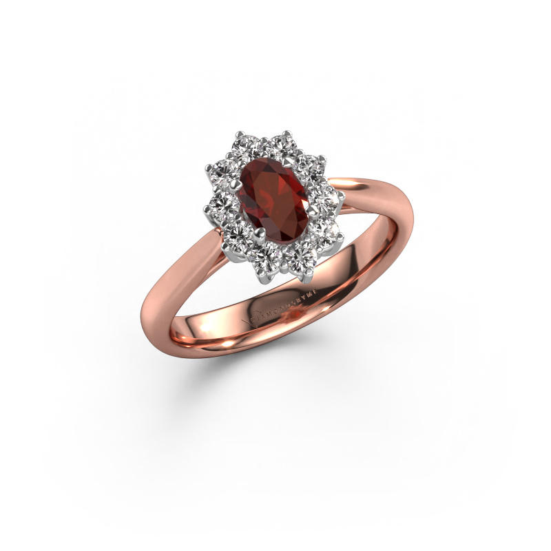Bild von Verlobungsring Leesa 1 585 Roségold Granat 6x4 mm