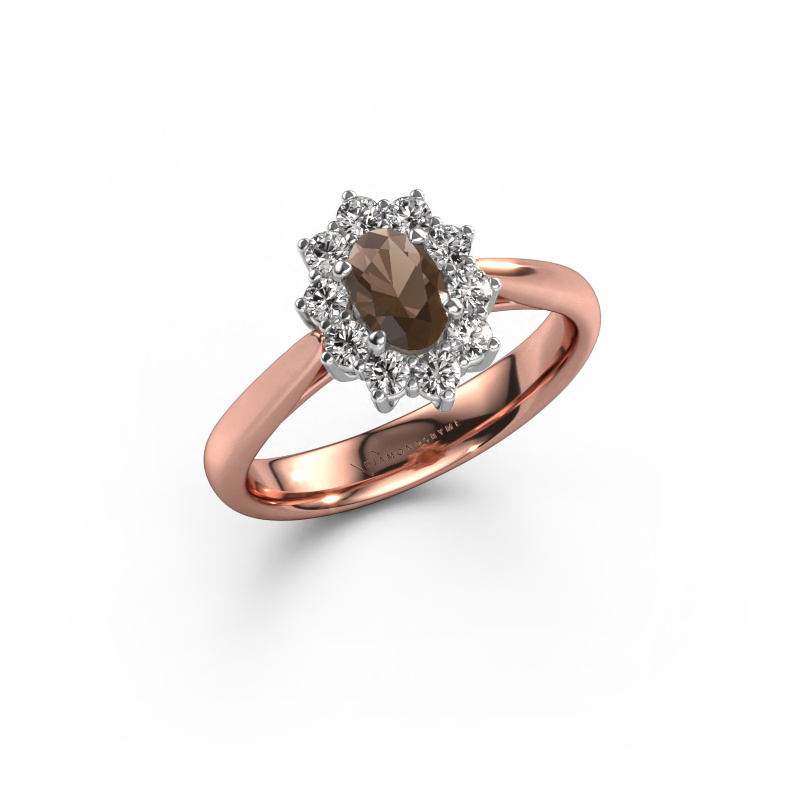 Bild von Verlobungsring Leesa 1 585 Roségold Rauchquarz 6x4 mm
