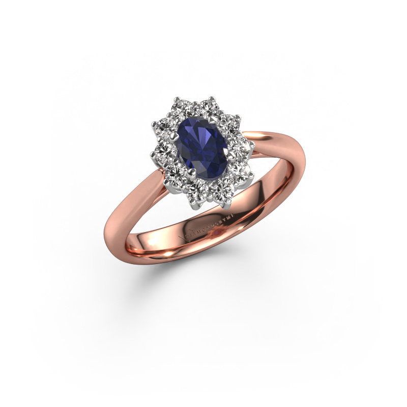 Image of Engagement ring Leesa 1 585 rose gold Sapphire 6x4 mm