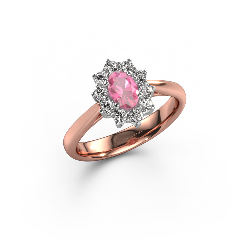 Image of Engagement ring Leesa 1 585 rose gold Pink sapphire 6x4 mm
