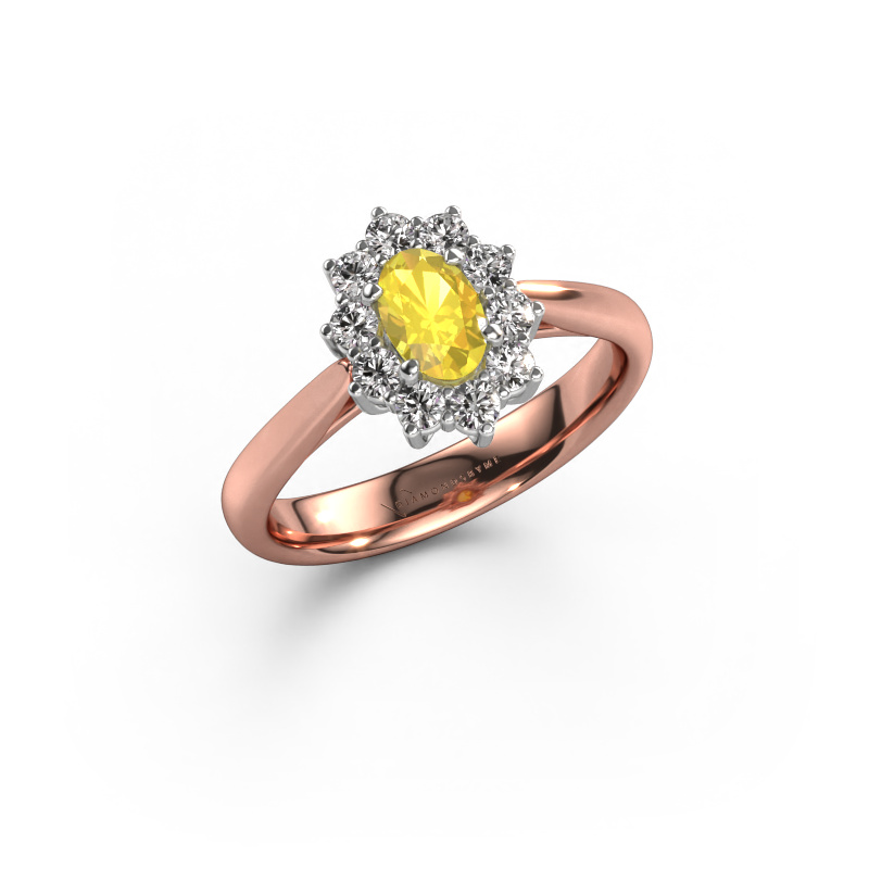 Bild von Verlobungsring Leesa 1 585 Roségold Gelb Saphir 6x4 mm