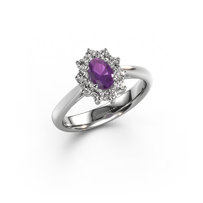 Image of Engagement ring Leesa 1 585 white gold Amethyst 6x4 mm