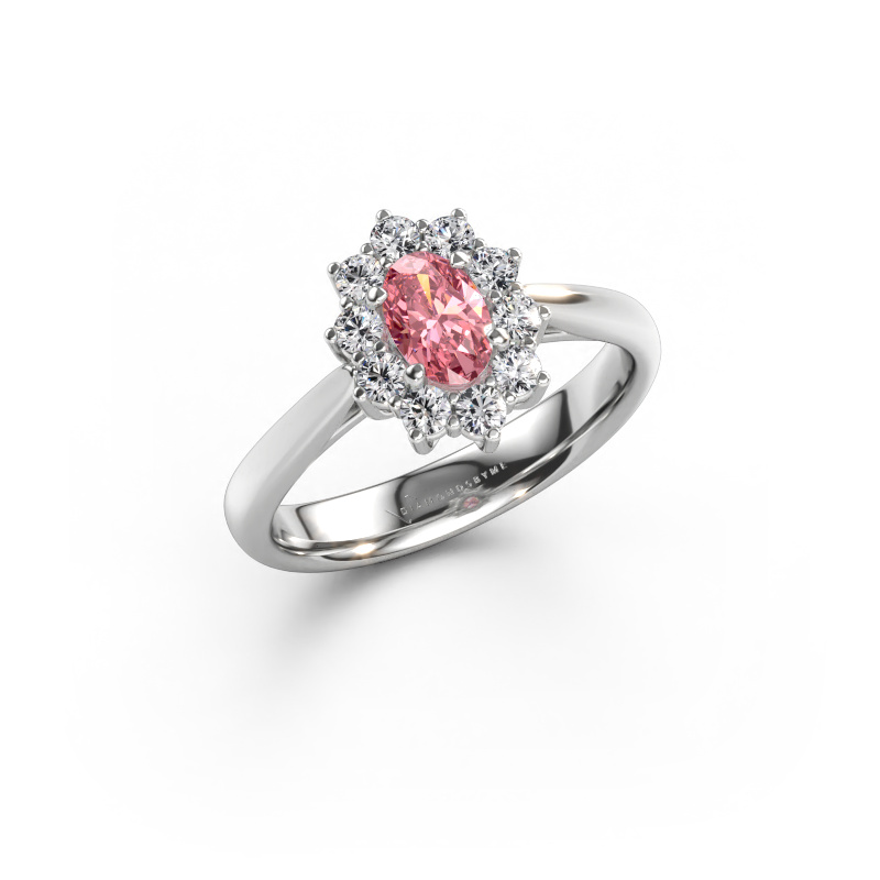 Bild av Förlovningsring Leesa 1 585 vitt guld Rosa labbodlad diamant 6x4 mm