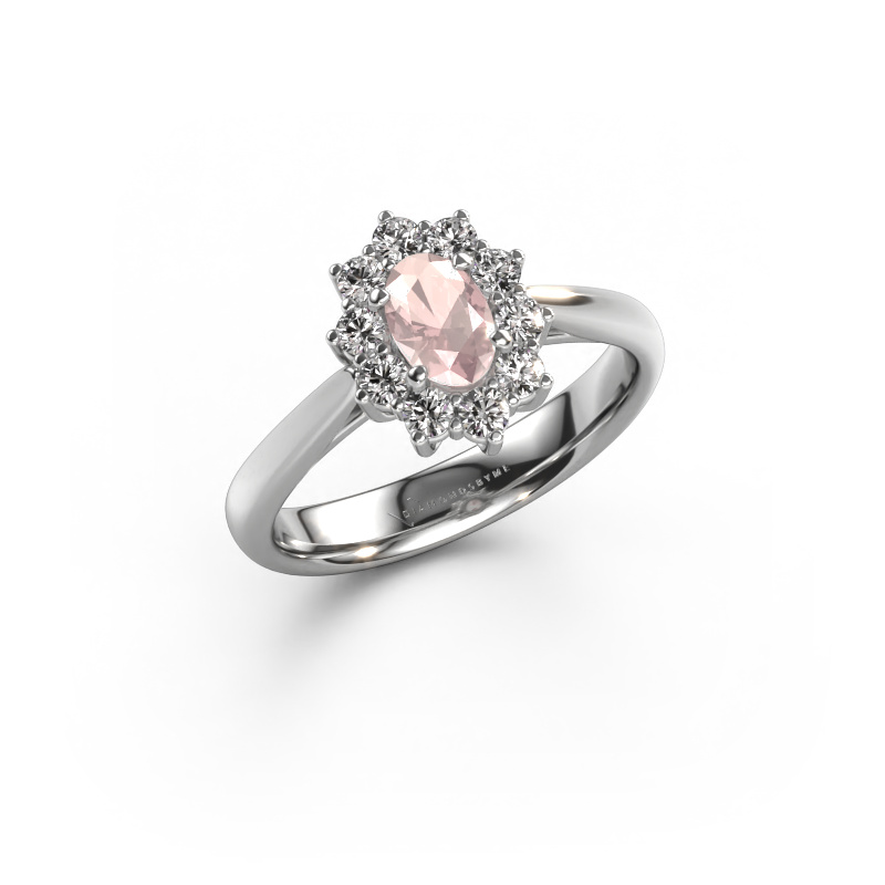 Image of Engagement ring Leesa 1 585 white gold Morganite champagne 6x4 mm