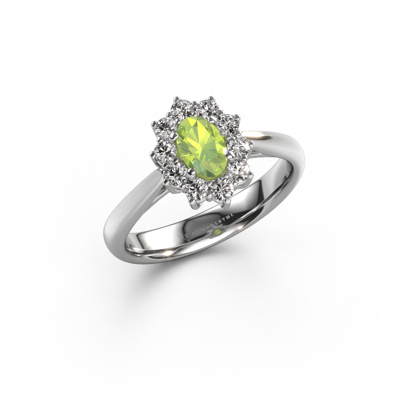 Image of Engagement ring Leesa 1 585 white gold Peridot 6x4 mm