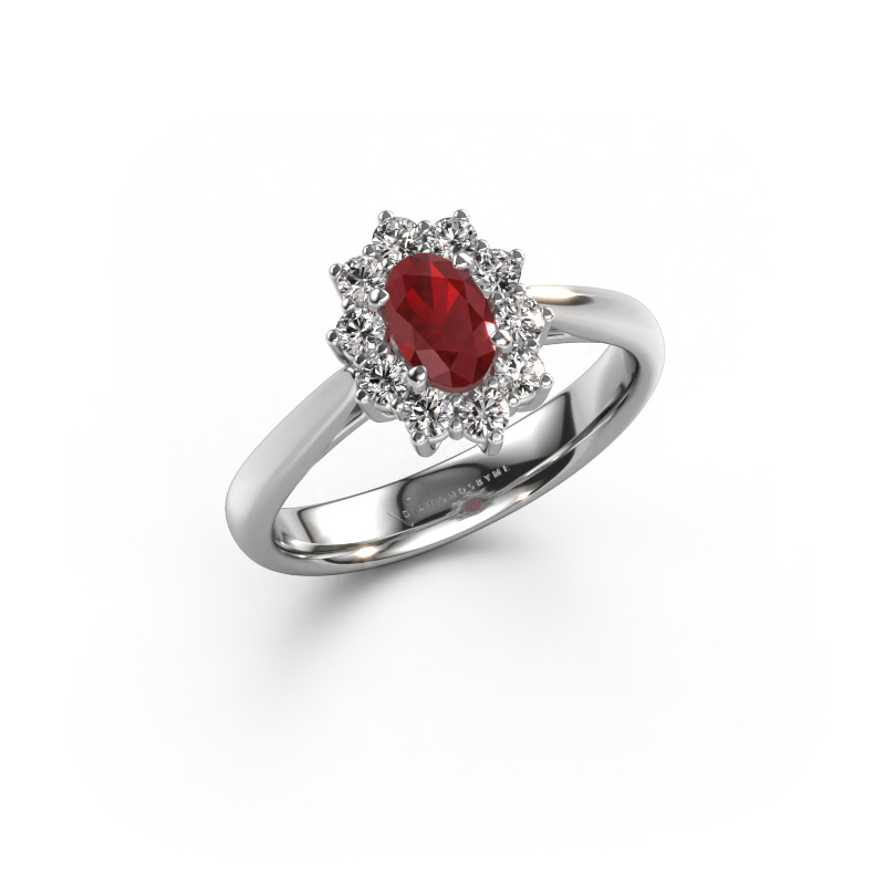 Image of Engagement ring Leesa 1 585 white gold Ruby 6x4 mm