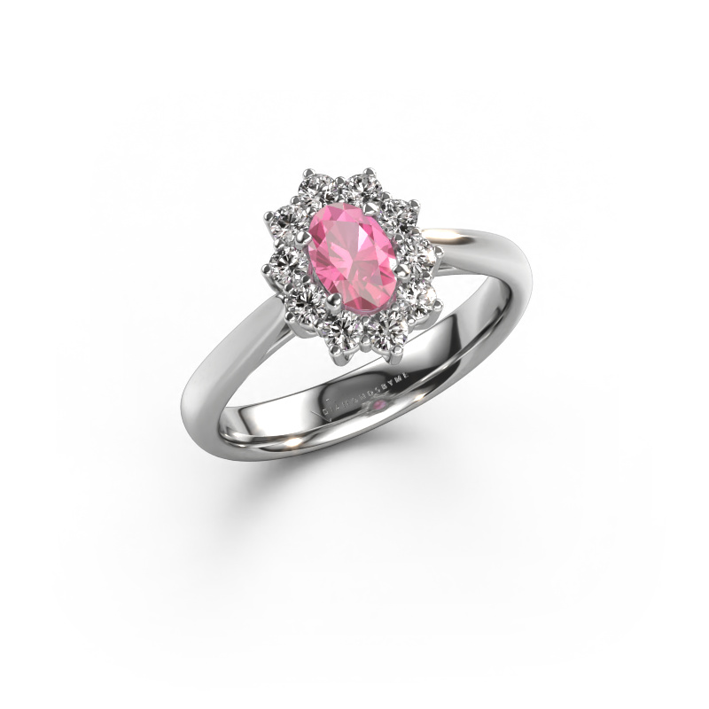 Image of Engagement ring Leesa 1 585 white gold Pink sapphire 6x4 mm