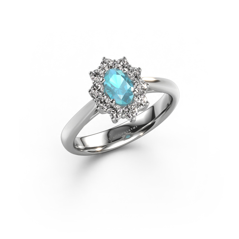 Image of Engagement ring Leesa 1 585 white gold Blue topaz 6x4 mm