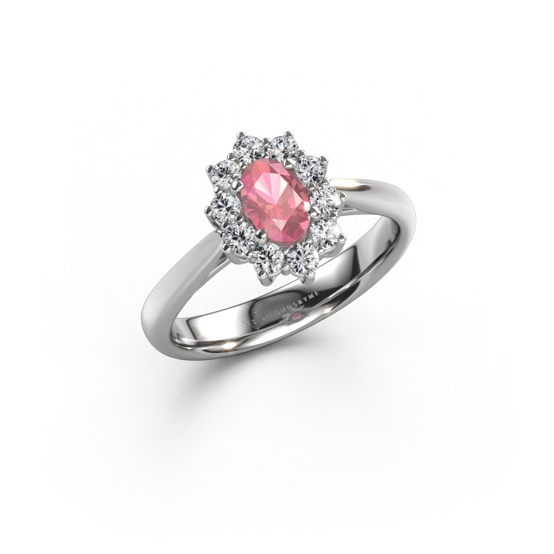 Bild von Verlobungsring Leesa 1 585 Weißgold Turmalin rosa 6x4 mm