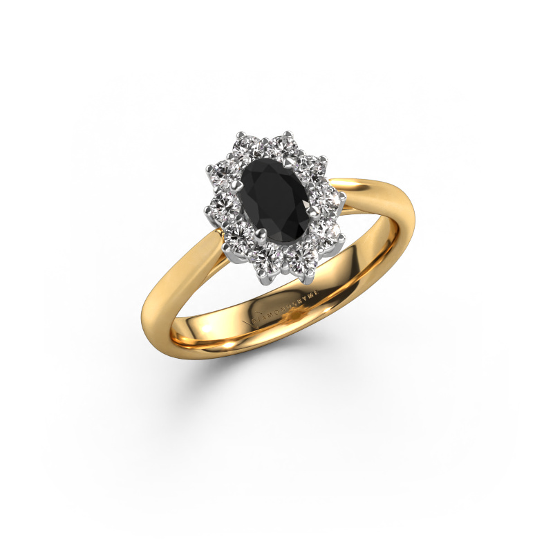 Image de Bague de fiançailles Leesa 1 585 or jaune Diamant noir 0.900 crt