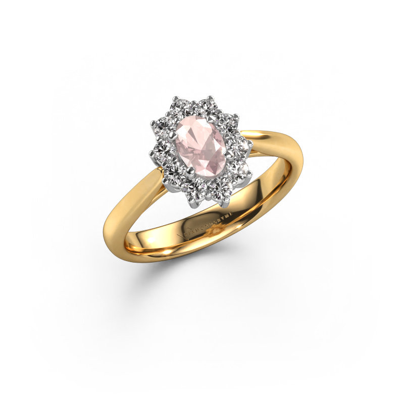 Image of Engagement ring Leesa 1 585 gold Morganite champagne 6x4 mm