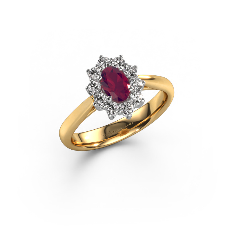 Image of Engagement ring Leesa 1 585 gold Rhodolite 6x4 mm