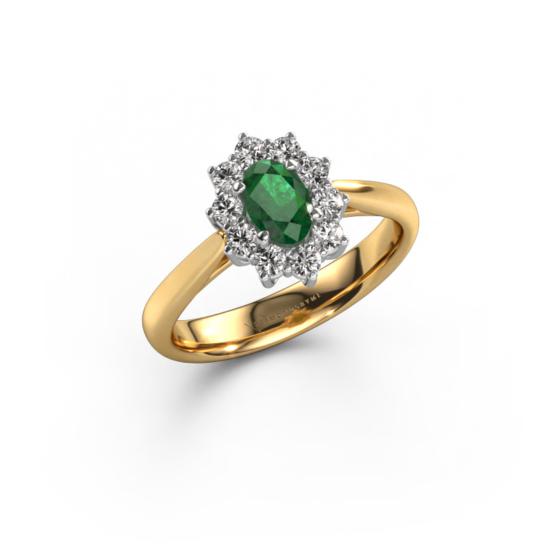 Image of Engagement ring Leesa 1 585 gold Emerald 6x4 mm
