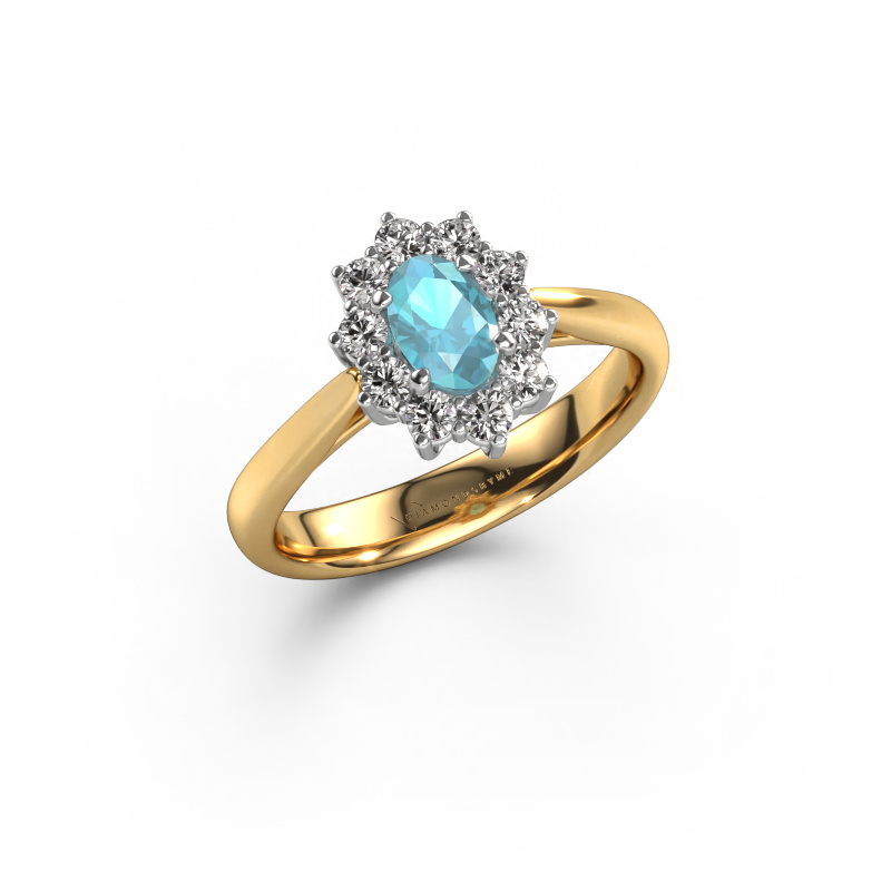 Image of Engagement ring Leesa 1 585 gold Blue topaz 6x4 mm