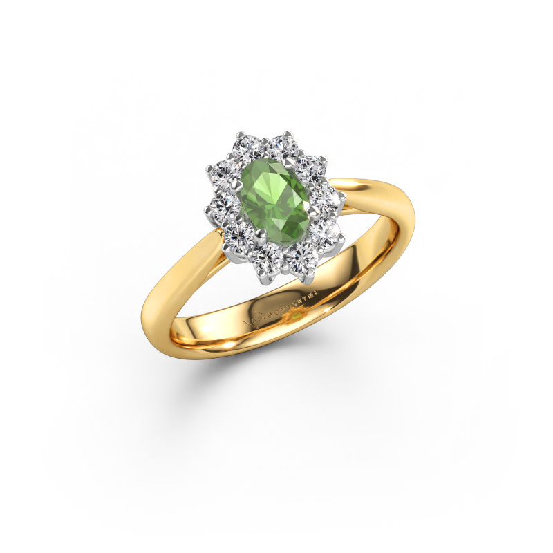 Bild von Verlobungsring Leesa 1 express 585 Gold Turmalin grün 6x4 mm