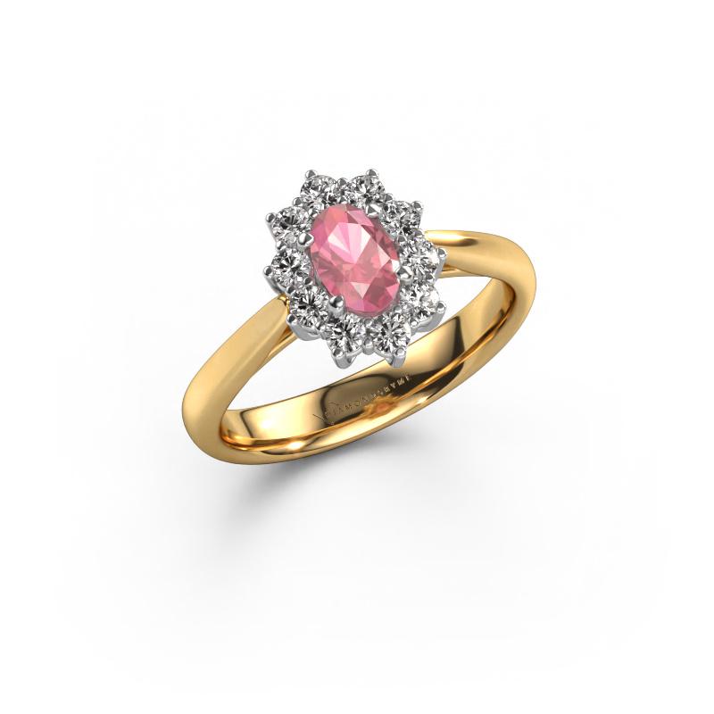 Image de Bague de fiançailles Leesa 1 585 or jaune Rose tourmaline 6x4 mm