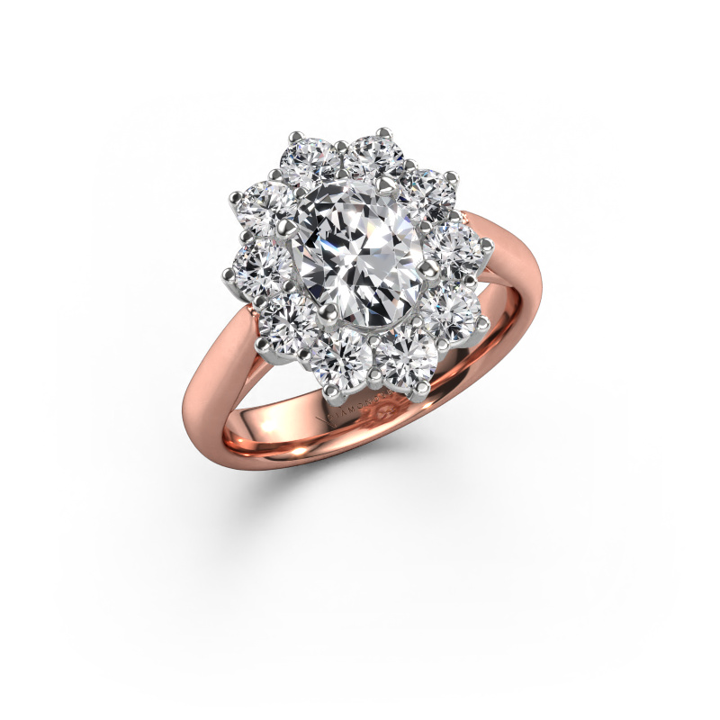Image de Bague de fiançailles Leesa 1 585 or rose Diamant synthétique 2.10 crt