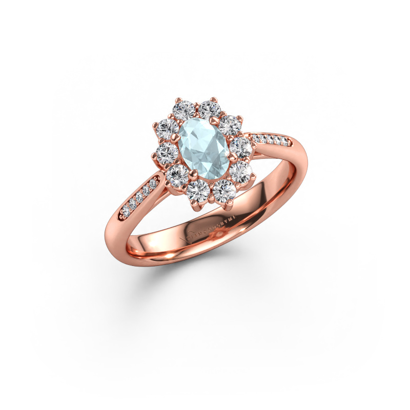 Bild av Förlovningsring Leesa 2 585 roséguld Akvamarin 6x4 mm