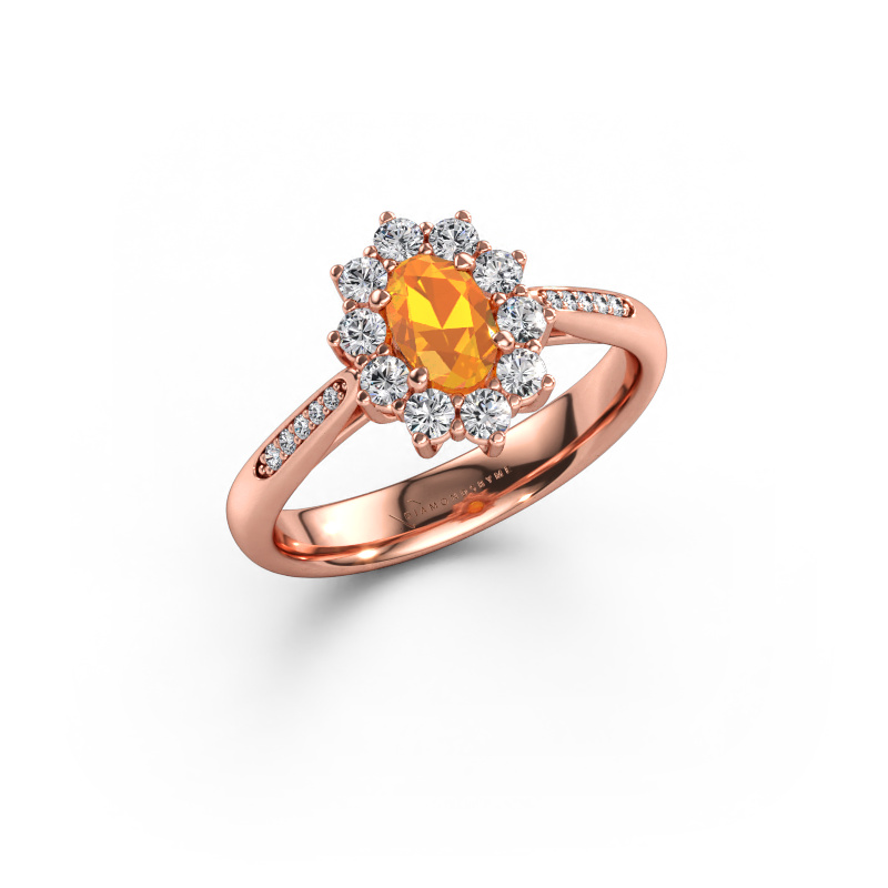 Bild av Förlovningsring Leesa 2 585 roséguld Citrin 6x4 mm