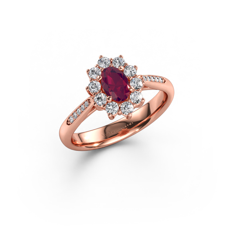 Immagine di Anello di fidanzamento Leesa 2 585 oro rosa Rodolite 6x4 mm