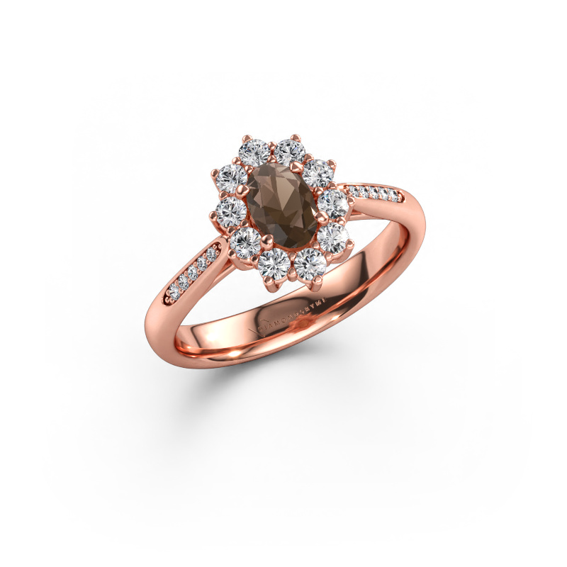 Bild av Förlovningsring Leesa 2 585 roséguld Rökkvarts 6x4 mm