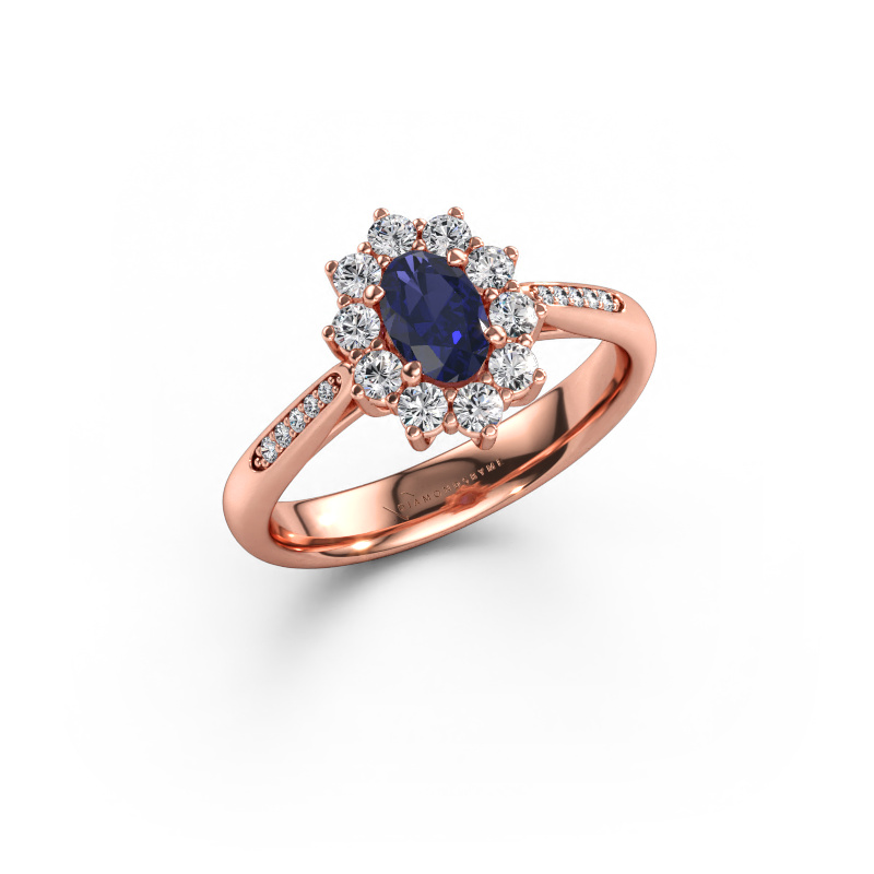 Immagine di Anello di fidanzamento Leesa 2 585 oro rosa Zaffiro 6x4 mm