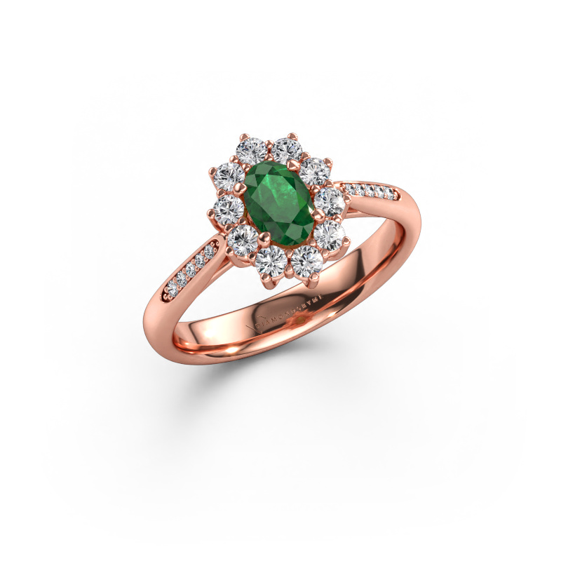 Bild av Förlovningsring Leesa 2 585 roséguld Smaragd 6x4 mm